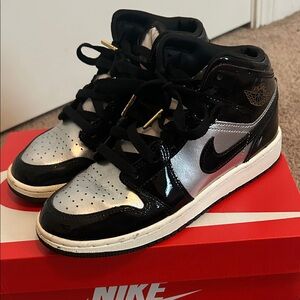 Nike Kids Black and Silver High-Top Sneakers